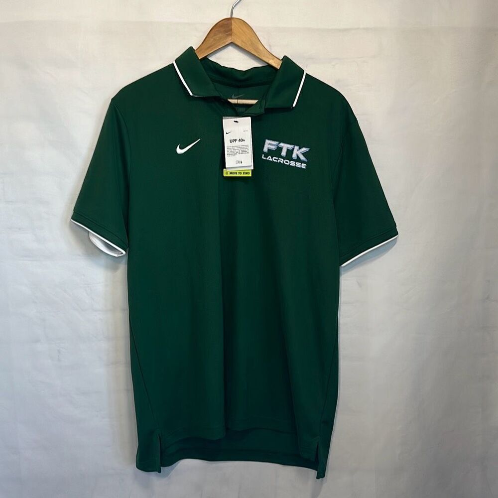 Nike Mens Green Short‎ Sleeve Polo Size L Large NEW CW3415-341 FTK Lacrosse